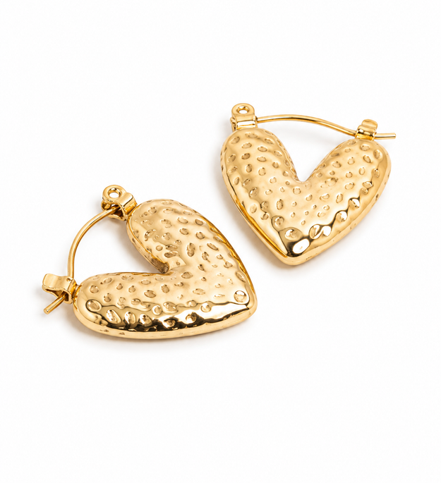 Aretes Fantasía Corazón Dorado Importados
