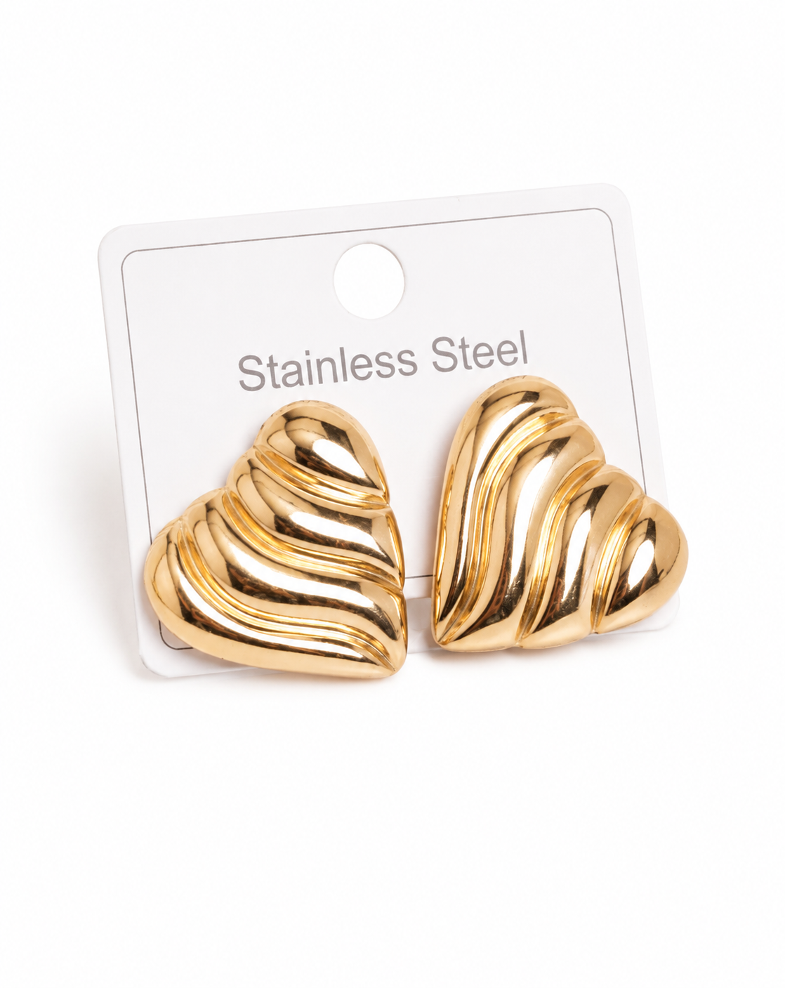 Aretes Fantasía Corazón Texturizado Dorado Importados