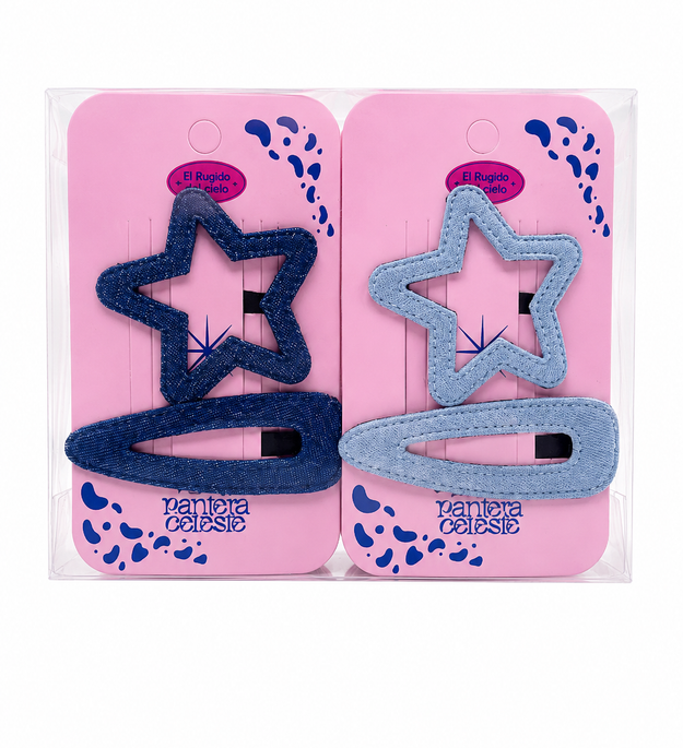 Estrella Pinza Para Cabello Pantera Celeste
