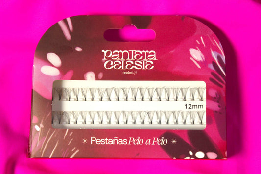Pestañas Punto A Punto 12 mm Pantera Celeste