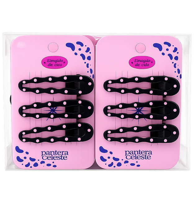 Pinzas Cucaracho Para Cabello Pantera Celeste